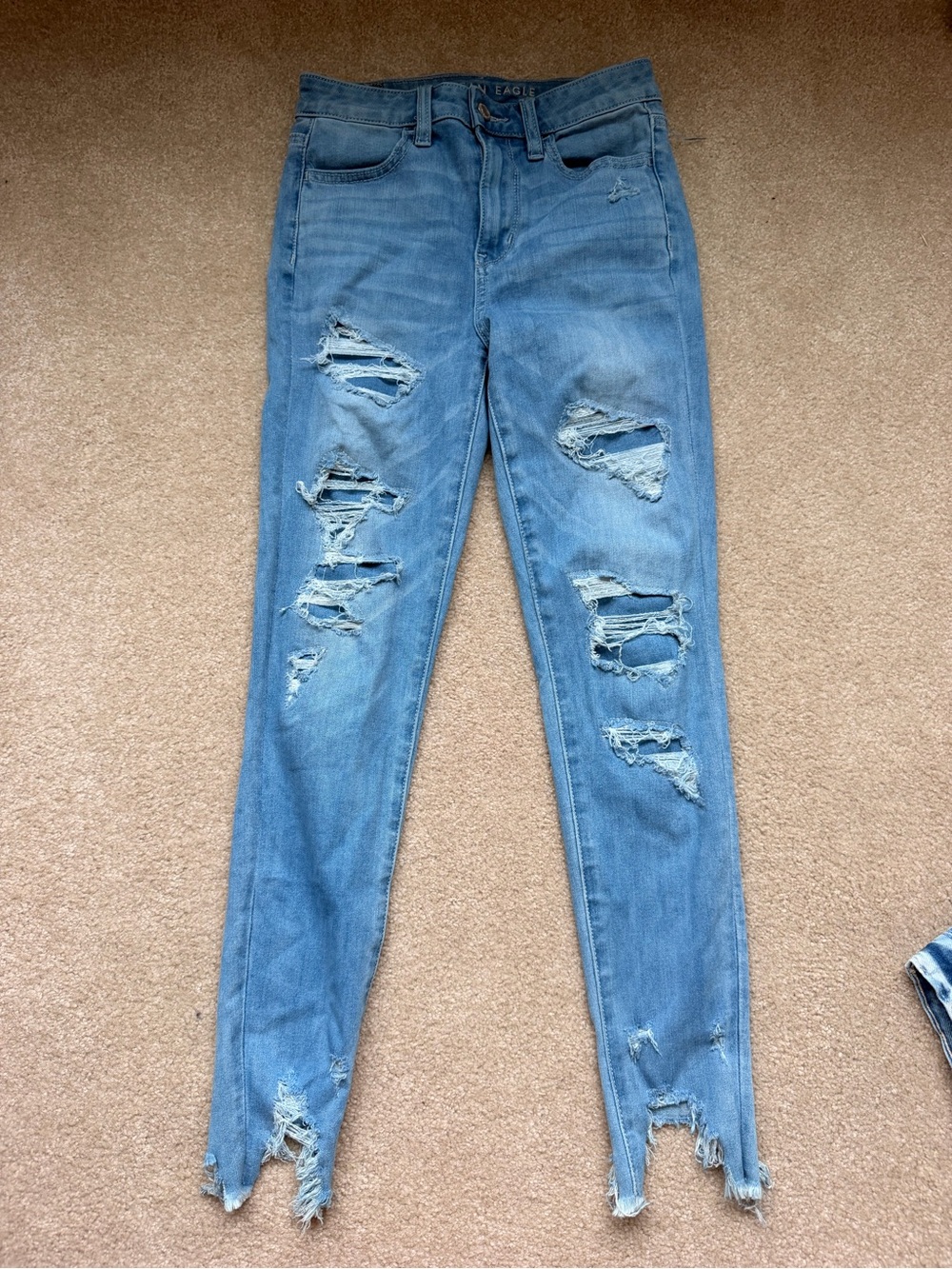 American Eagle Outfitters Light Blue Ripped Skinny Jeans